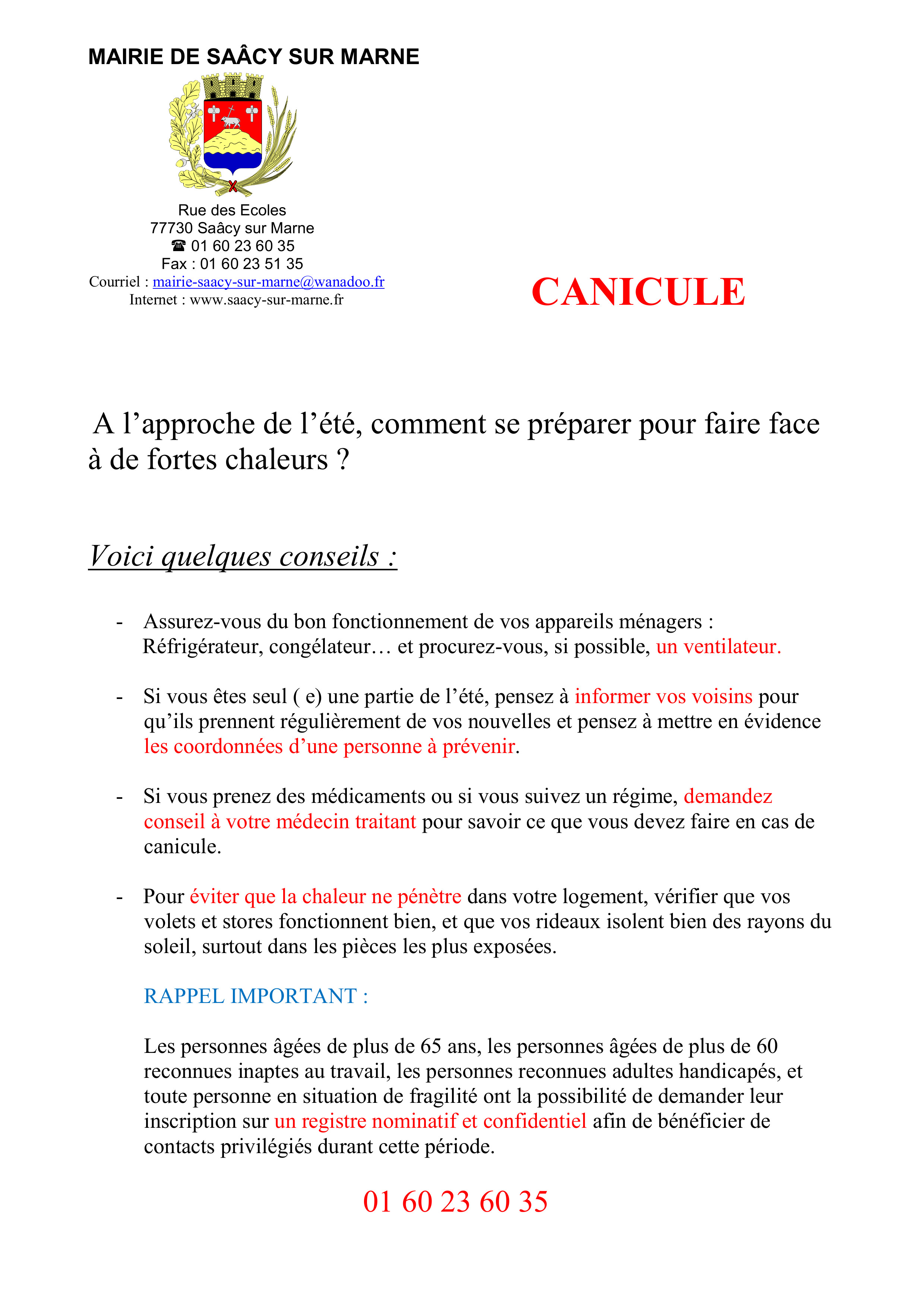 Conseils canicules 2020