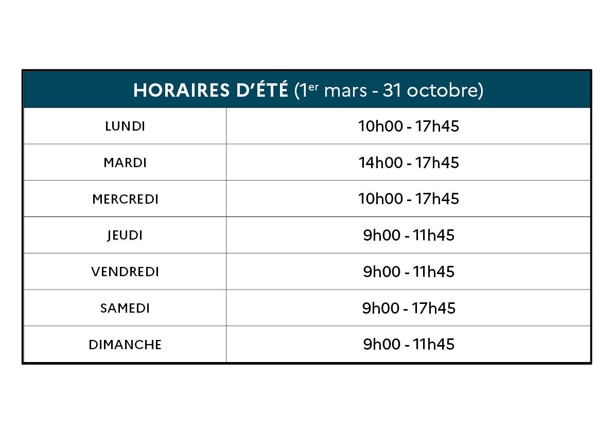 Horaires dété